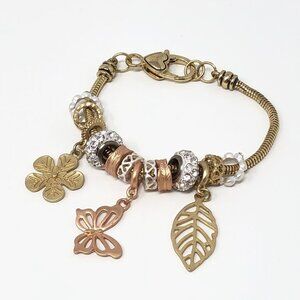 4/$25 Flower Butterfly Leaf Charms Bracelet